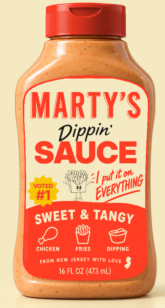 Marty’s Dippin’ Sauce bottle — supplied packaging concept